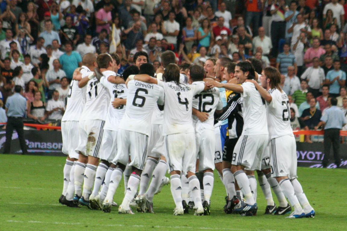 Real Madrid players celebrating.